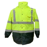 103 Raincoat/Parka Jacket Class 3 300D Oxford PU Coated Detachable Quilted Inner Lime and Navy