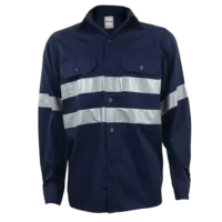 161 Mining Shirt 65/35 Polycotton Silver Ref Tape Navy/Navy