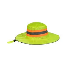 Brimmed Hat Lime With Reflective Tape