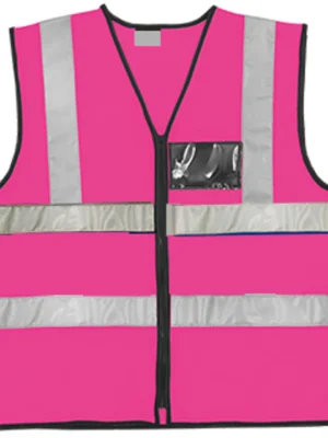 Pink Reflective Vest With Zip & ID Pouch