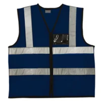 215 Navy Blue Reflective Vest With Zip & ID Pouch