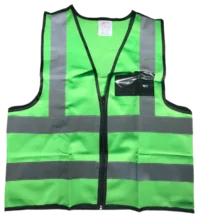 216 Emerald Green Reflective Vest With Zip & ID Pouch