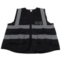 219 Black Reflective Vest With Zip & ID Pouch