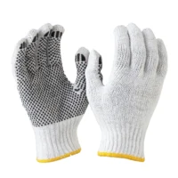 318 7gg Natural Cotton Blend Crochet Glove with Black PVC Double Dots