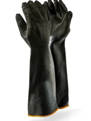 BLACK Industrial Rubber Glove Rough Palm 55cm