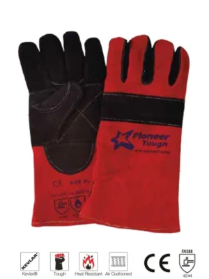 PIONEER TOUGH G98 Black/Red Air Cushioned Welding Glove 35cm Double Layer Fully Kevlar