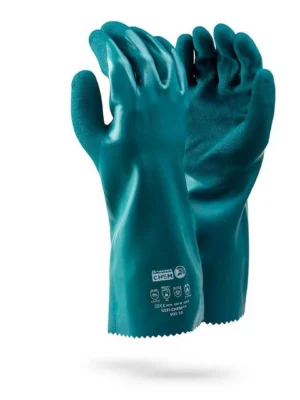 PIONEER Denim Stripe Chrome Leather Glove with Green Cuff