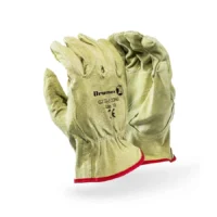 386 DROMEX Tan Pig Grain Keystone Glove with Yellow Trim Size 9