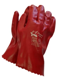 411 PIONEER Red PVC Glove 27cm Open Cuff