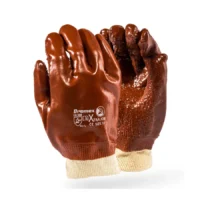 418 PIONEER Gorgon Brown Heavy Duty PVC Glove Open Cuff 27cm