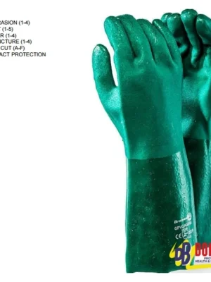 Heavy Duty Green Textured PVC Elbow Length Glove 40cm
