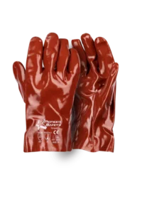 420 PIONEER Red PVC Glove 27cm Open Cuff Terry Palm