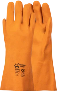 430 PIONEER Gorgon Brown Heavy Duty PVC Glove Open Cuff 40cm