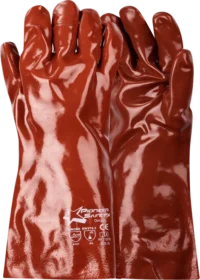 432 PIONEER Orange Foam PVC Glove 27cm Open Cuff