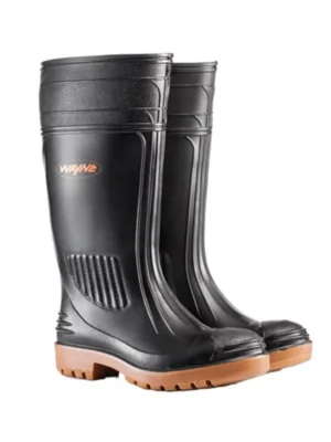 Egoli Men's Knee Length Gumboot STC Black/Toffee SABS Approved