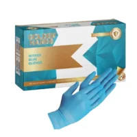 716 Blue Nitrile Examination Glove Powder Free (100 pcs per box) Golden Hands MOQ 10 per size - Food Grade
